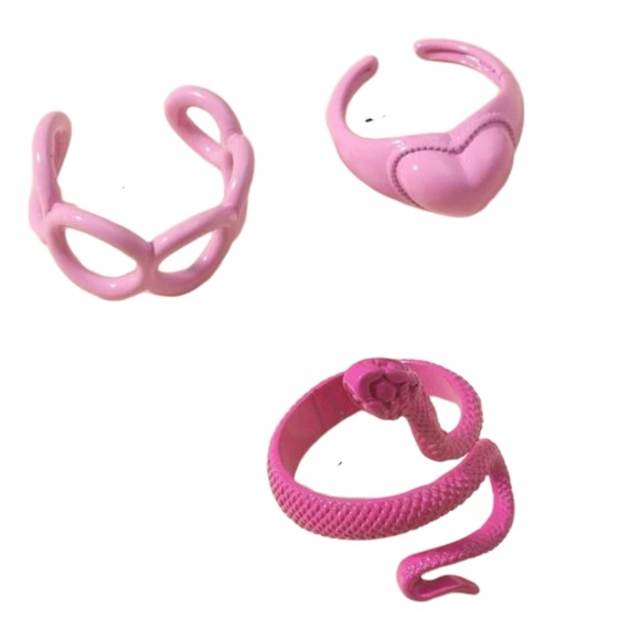 Snake & Heart Three Ring Set - Picture 3 of 4